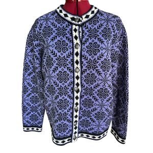 Vintage L.L. Bean Large‎ Regular 100% Cotton Nordic Button Up Cardigan Sweater